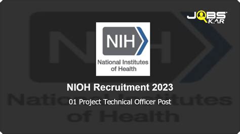 Nioh Recruitment Walk In For Project Technical Officer Post