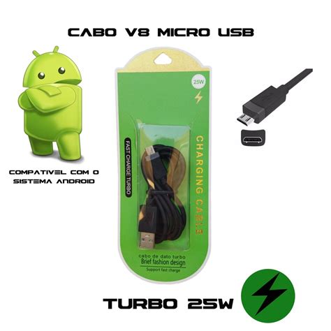 Cabo Carregador Turbo 25w Micro Usb E Tipo C Shopee Brasil