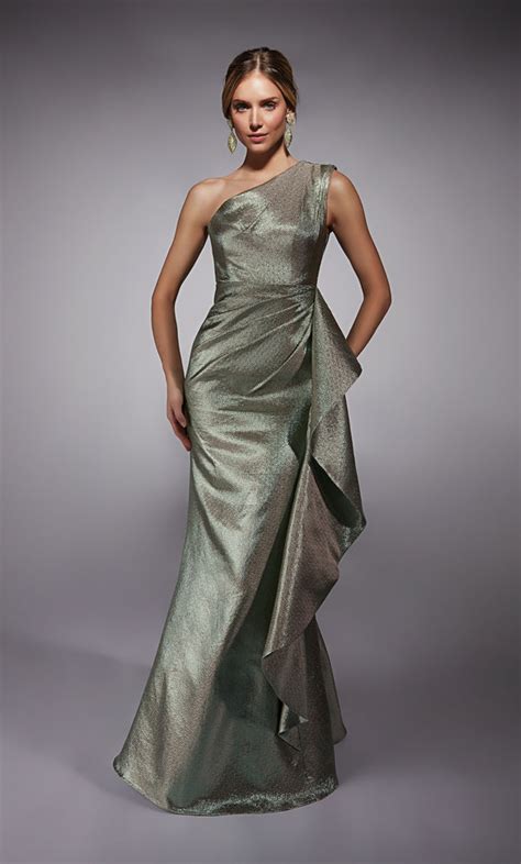 Formal Dress 27751 Long One Shoulder Straight Closed Back Alyce