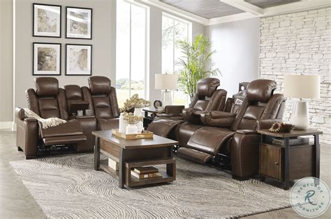 The Man Den Mahogany Power Reclining Sofa With Adjustable Headrest