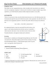 Exp 3a Determination Of A Chemical Formula JK 1 Pdf Exp 3a Gen Chem