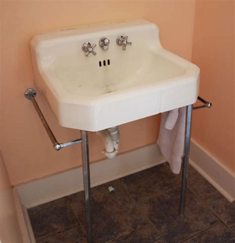 Vintage White Porcelain And Cast Iron Bathroom Wall Mount With Chrome Legs Sink Unknown