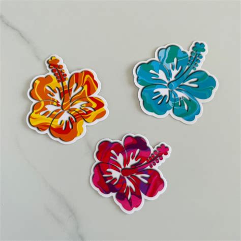 Hibiscus Flower Sticker Pack Hawaiian Flower Stickers Floral