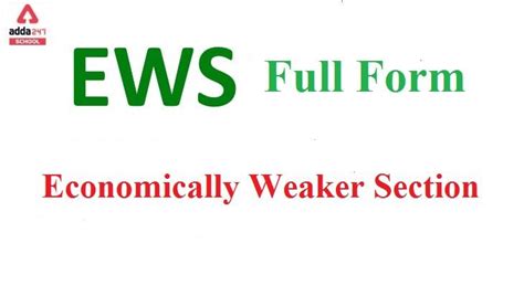 Ews Full Form In Caste Category Economically Weaker Section