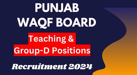 Punjab Waqf Board Recruitment Apply For Teaching And Group D