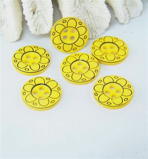 Boutons En Plastique Jaune Et Noir Fleur Mm Bou Layette