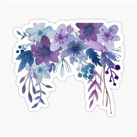 Blue Purple Flowers Sticker For Sale By Junkydotcom Redbubble