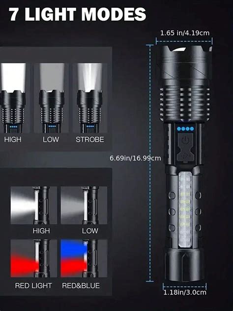 Lampe de poche à LED à zoom haute puissance avec lumière d