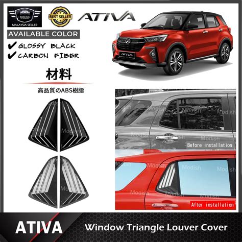 Modish Perodua Ativa Car Rear Window Triangle Louver Cover Accessories