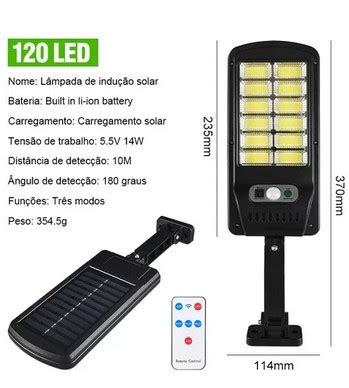 Luminária Solar Led 120 Cob Parede Refletore Sensor Controle Golden Sky