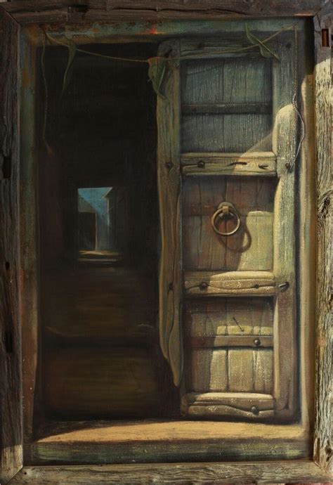 Open Door Light Brown Acrylic Painting By Gopal Pardeshi