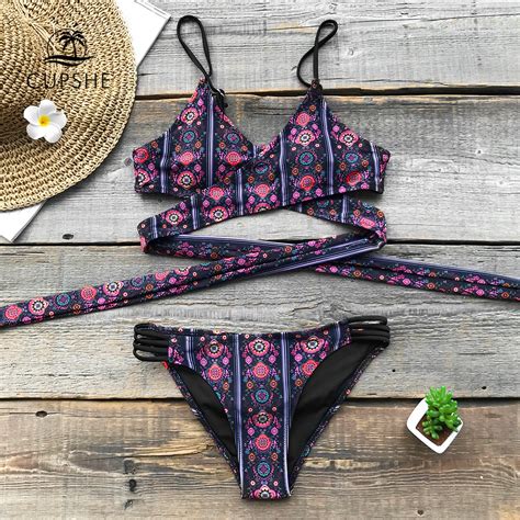 CUPSHE Sweet Lollipop Cross Bikini Set Women Low Waist Sexy Thong