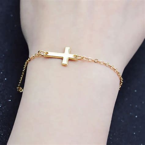 Sale Silvery Golden Cross Chain Bracelet Anklet Christian Crucifix ...