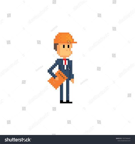 Engineer Icon Pixel Art Old School Vector De Stock Libre De Regalías