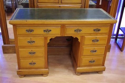 Antique Pine Pedestal Desk With 8 Drawers Desks Zother Furniture