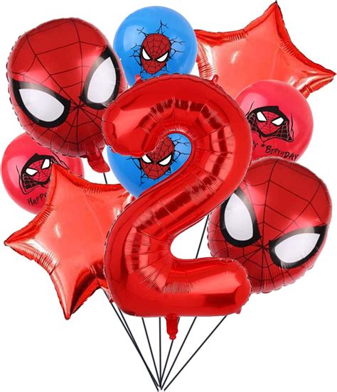 Decoraciones de cumpleaños de superhéroe Spiderman globos de 2º