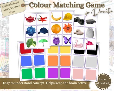 Activity For Seniors Colour Matching Game Dementia Activities