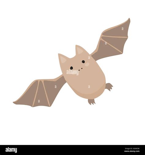 Cute Cartoon Halloween Bat Flying Baby Bat Vector Illustration