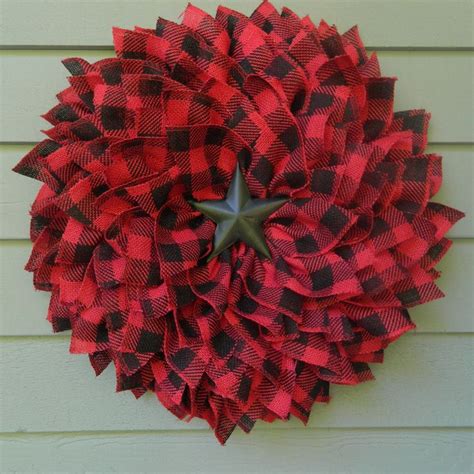 Buffalo Check Burlap Wreath Buffalo Plaid Check Wreath Burlap Flower Wreath Front Door Wreath