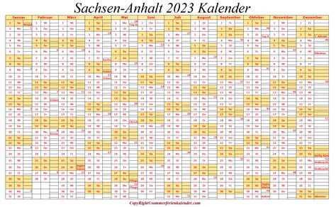 Druckbar Sommerferien 2023 Sachsen Anhalt Kalender Ferien