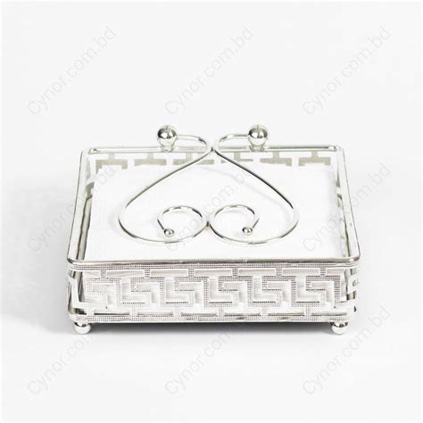 Fully Metal Made Glass Bottom Surface Tissue Box Holder Cynor