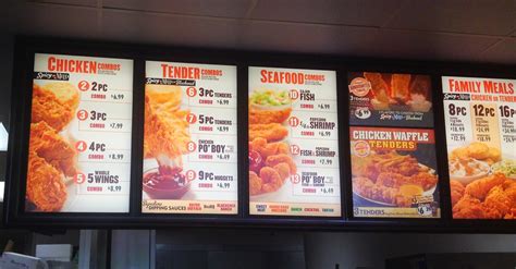 Popeyes Louisiana Kitchen Menu Boards And Chicken Food Choices A