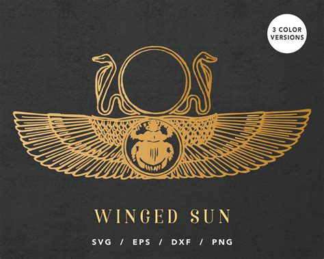 Winged Sun Disc Svg Sun With Wings Egyptian Outspread Falcon Wings