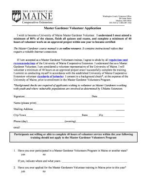 Fillable Online Extension Umaine Master Gardener Volunteer Application