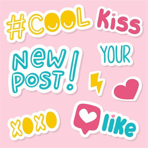 Collection of social media stickers | Free Vector