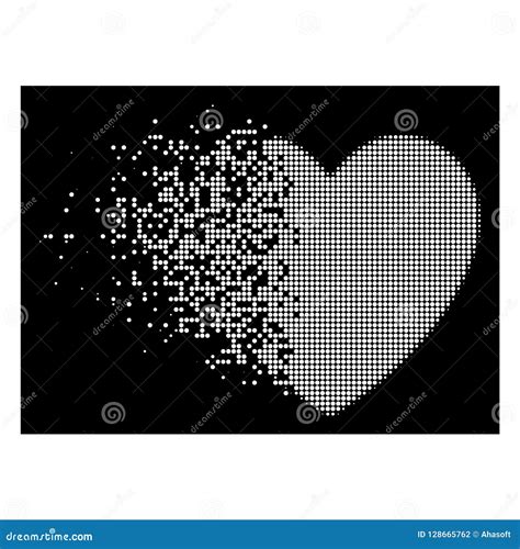 White Dissolved Dotted Halftone Love Heart Icon Stock Vector