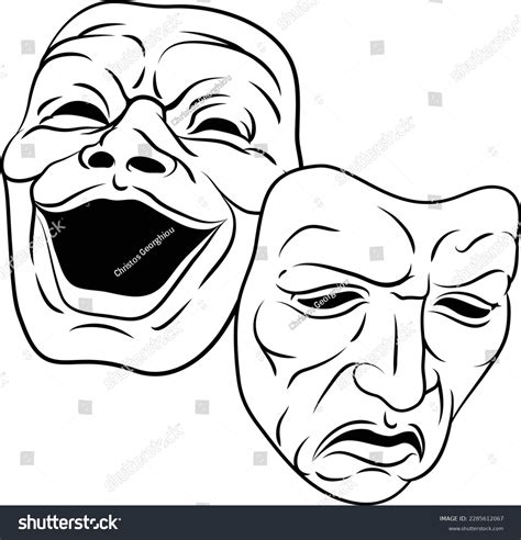 Theater Theatre Drama Comedy Tragedy Masks Stock Vector Royalty Free