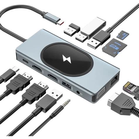 Station D Accueil Usb C Chargeur Sans Fil En Hub Usb C Adaptateur