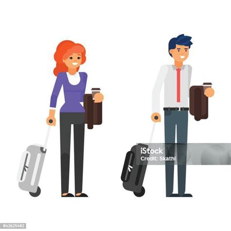 비즈니스 여행 문자 가방에 대한 스톡 벡터 아트 및 기타 이미지 가방 경영자 공항 Istock