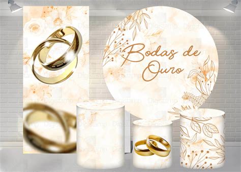 Kit Painel Trio De Cilindros Painel Lateral Sublimados Bodas De