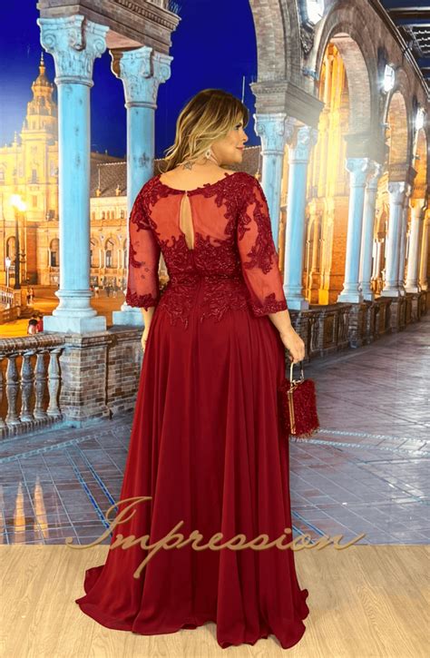 Vestido De Festa Longo Plus Size Marsala Impression Modas