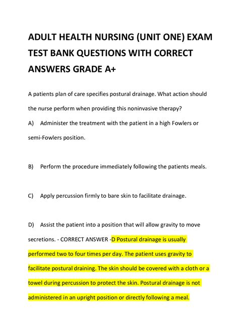 Adult Health Nursing Hesi Elaborated Questions And Answers Docmerit