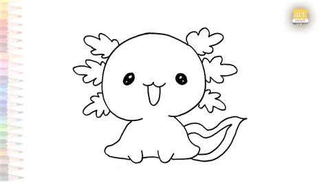 Axolotl Cute Drawing Video Cartoon Axolotl Drawing How To Draw