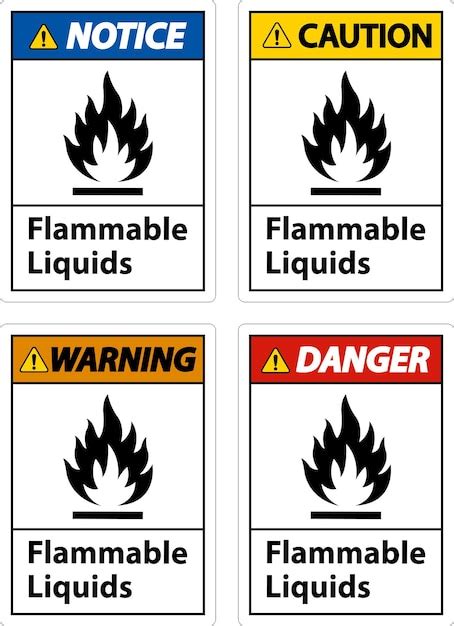 Signo De L Quidos Inflamables Sobre Un Fondo Blanco Vector Premium