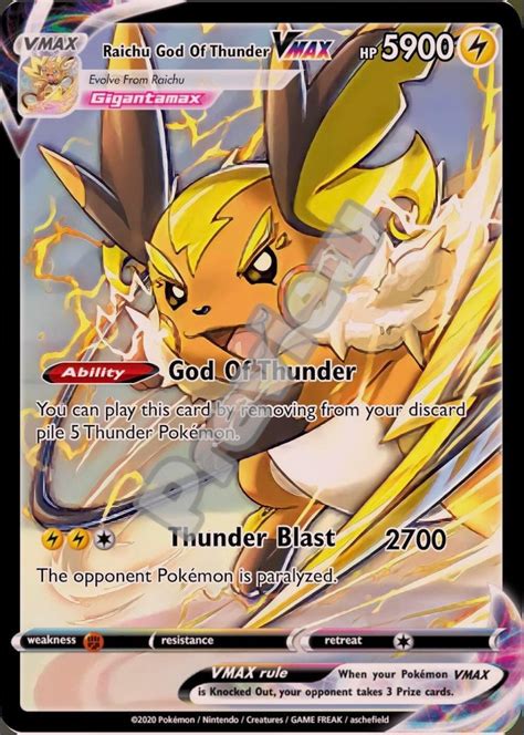 Raichu God Of Thunder VMAX Pokemon Card Etsy Sweden