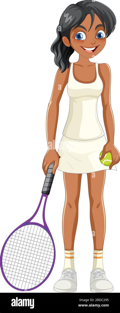 Female Tennis Player With Racket Illustration Stock Vector Image Art