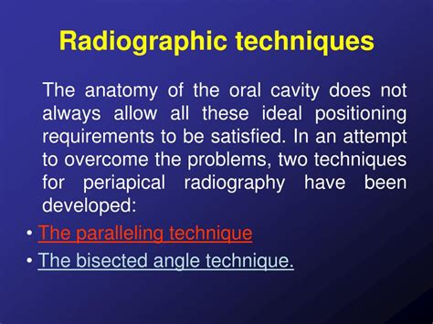 Ppt Intraoral Radiographic Techniques Powerpoint Presentation Free