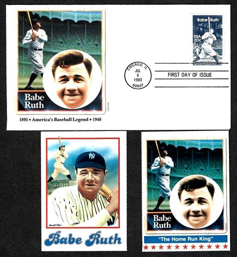 USA SCOTT 2046 FLEETWOOD FDC COVER OF BABE RUTH WITH BASEBALL CARDS