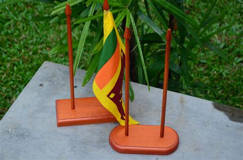 premium wooden table flag stand  double pole premium stationers