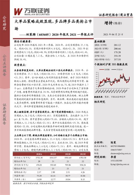 2020年报及2021一季报点评：大单品策略成效显现，多品牌多品类抢占市场