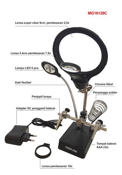 Jual Pegangan Solder Lensa Kaca Pembesar Solder Helping Hand MG16129C