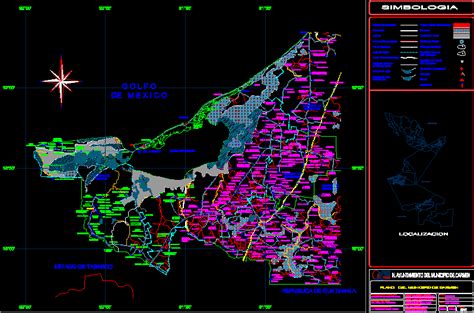 Plane Carme District Campeche Mexico Dwg Block For Autocad