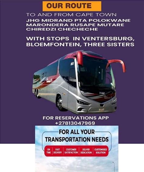 Tinosimuka Every Thursday Rusape To Cape Town Direct Buses Marondera