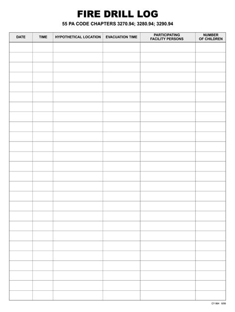 Free Printable Fire Drill Log Template