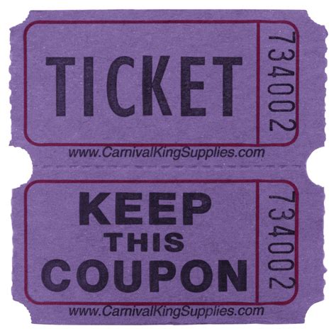 Carnival King Purple 2 Part Customizable Raffle Tickets 2000 Roll