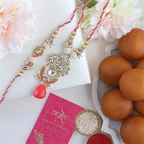 Buy Send Sneh Ethnic Meenakari Bhaiya Bhabi Rakhi N Gulab Jamun Online Fnp